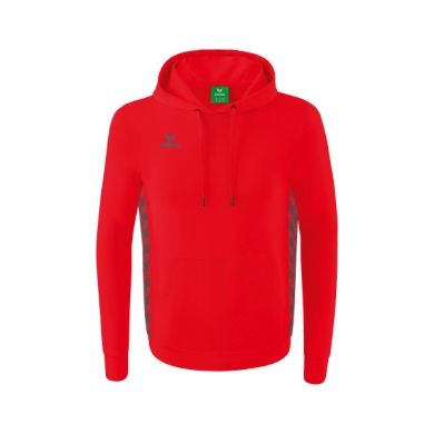 Erima Hooded Sweatshirt Essential Team Hooded Sweat (soft cotton, ribbed cuffs) red/grey Men